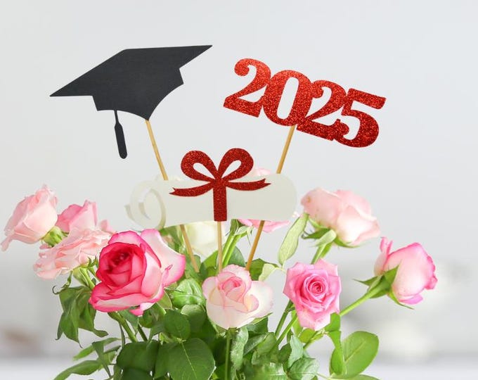 Featured listing image: 2025 Graduation decorations, Graduation Centerpiece Sticks, class of 2025, Graduation party Decoration, prom 2025 picks
