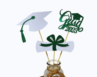 Graduation party decorations 2024, Graduation Centerpiece Sticks, Grad, Cap, Diploma, class of 2024, Graduation Decoration, prom 2024