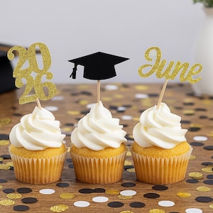2026 Graduation cupcake toppers, Graduation cupcake toppers, Grad, Cap, class of 2026, Graduation Decoration, prom 2026, Cupcake toppers