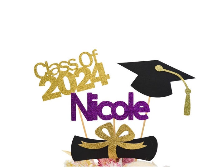 Featured listing image: Graduation party decorations 2024, Graduation Centerpiece Sticks, PERSONALIZED, class of 2024, Graduation Decoration, prom 2024