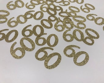 60th Birthday Confetti / 60th Birthday party Decorations / Custom Age Confetti / Number Confetti / 60th Party Supplies/60th Gold glitter