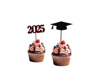 Graduation party decorations 2025, Graduation Cupcake toppers ,2025 Cupcakes, Grad, Cap, class of 2025, Graduation Decoration, prom 2025