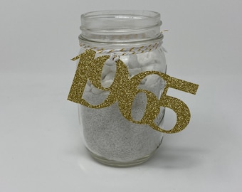 1965 Mason Jar Tags, Class Reunion 1965, Class Reunion Centerpiece, Class of 1965 Decoration, Class Anniversary, Prom, School, University