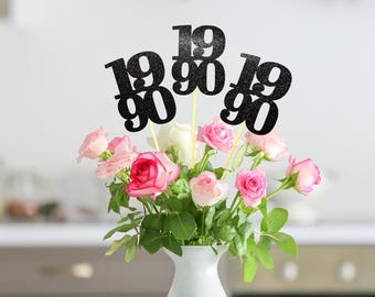 Set of 3 sticks 1990, Class of 1990 Decoration, Class Reunion, Reunion Centerpieces Decoration, 35th Reunion, Class reunion decoration, 1990