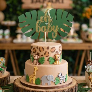 Oh baby Jungle Party Safari Cake topper .  Safari Baby Shower Decoration. Jungle Baby Shower.