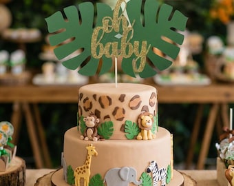 Oh baby Jungle Party Safari Cake topper .  Safari Baby Shower Decoration. Jungle Baby Shower.