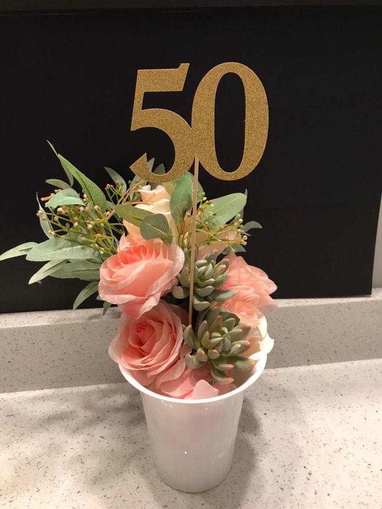 50th Birthday Centerpiece Sticks Glitter 50th Birthday Decoration