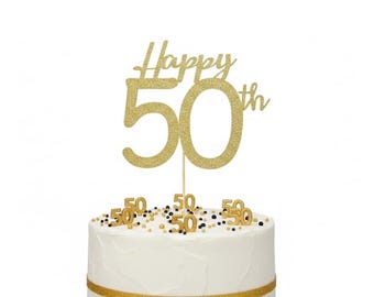 Fifty Cake Topper, Happy 50th Birthday Cake Topper, 50th Birthday Topper, Name Birthday Topper, Custom Birthday , Personalized Cake Topper,