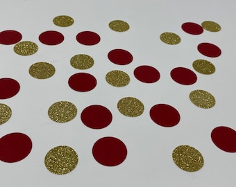 1" Burgundy & Gold Glitter Confetti, Bridal Shower decor, Baby Shower Decorations, Engagement Party Decorations , Gold circle confetti