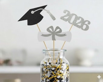 Graduation party decorations 2026, Graduation Centerpiece Sticks, Grad, Cap, Diploma, class of 2026, Graduation Decoration, prom 2026