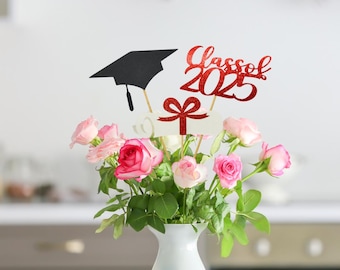 Graduation party decorations 2025, Graduation Centerpiece Sticks, Grad, Cap, Diploma, class of 2025, Maroon Graduation Decoration, prom 2025