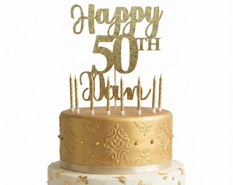 Any Number!, Custom Birthday Cake Topper, 50th Cake Topper, Happy 50th Birthday Topper,  Any number, personalized 50th birthday decorations