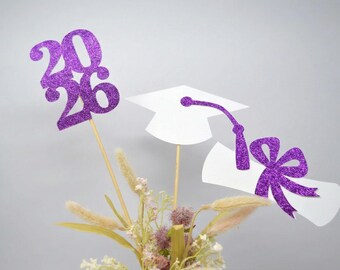 Graduation party decorations 2026, Graduation Centerpiece Sticks, Cap, Diploma, class of 2026, Graduation Decoration, prom 2026
