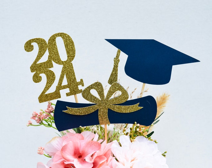 Featured listing image: 2024 Graduation decorations , Graduation Centerpiece Sticks, class of 2024, Graduation party Decoration, prom 2024 picks, 2024 Graduation