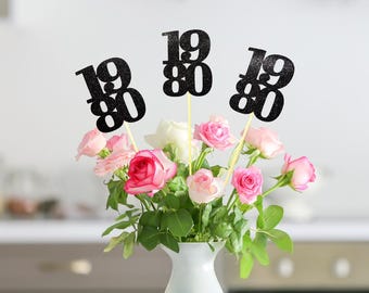 Set of 3 sticks 1980, Class of 1980 Decoration, Class Reunion, Reunion Centerpieces Decoration, 45th Reunion, Class reunion decoration, 1980