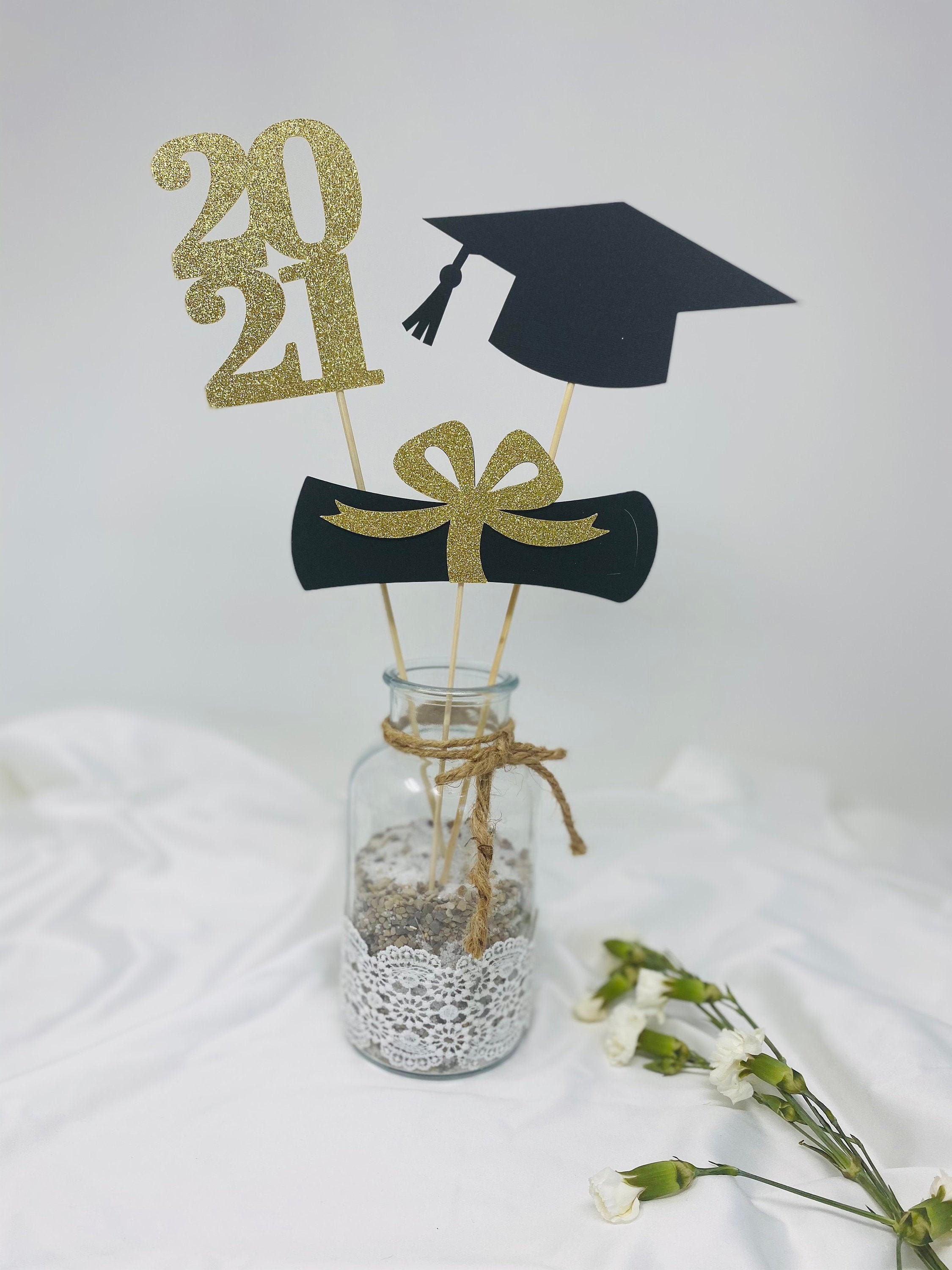 2024 Graduation Centerpiece, ALL GLITTER Graduation Centerpiece Sticks