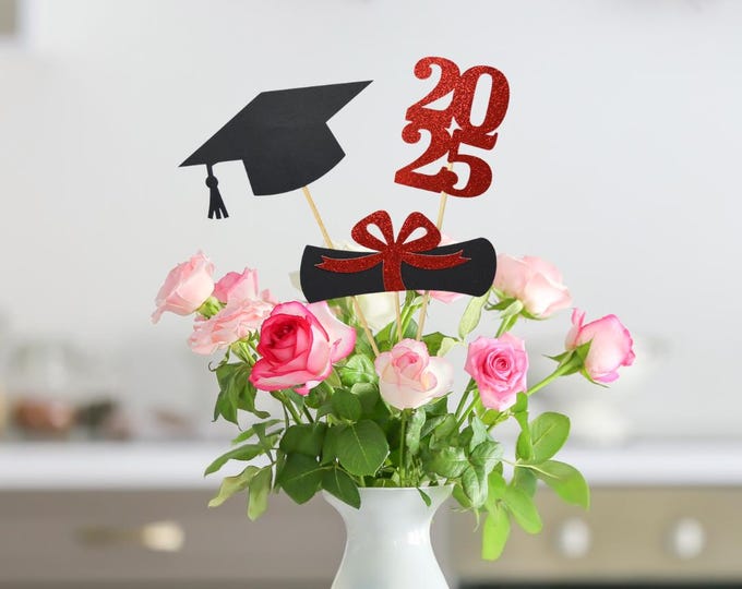 Featured listing image: 2025 Graduation decorations, Graduation Centerpiece Sticks, class of 2025, Graduation party Decoration, 2025 picks, Graduation Decor 2025