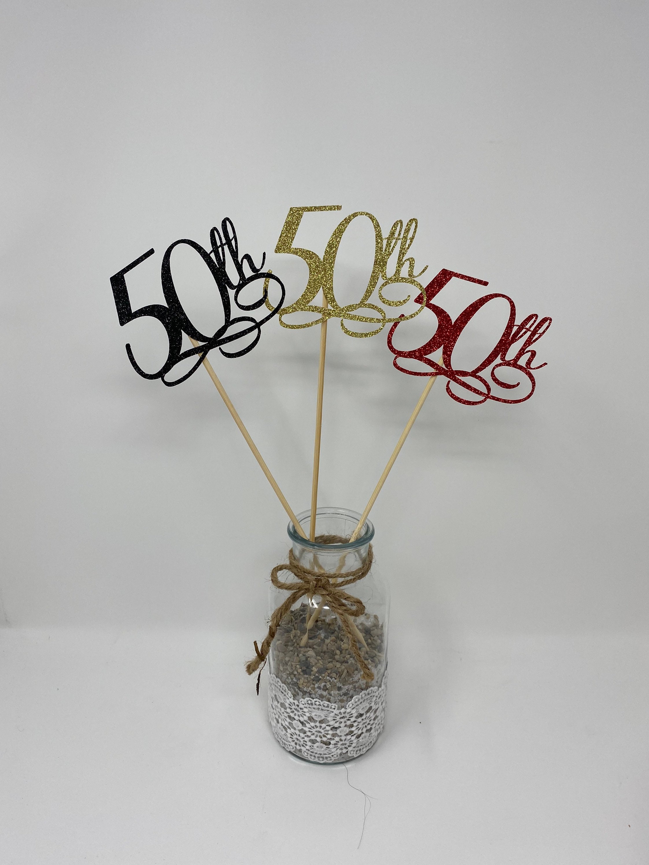 50th Birthday Centerpiece Sticks, Glitter 50th Birthday Decoration ...