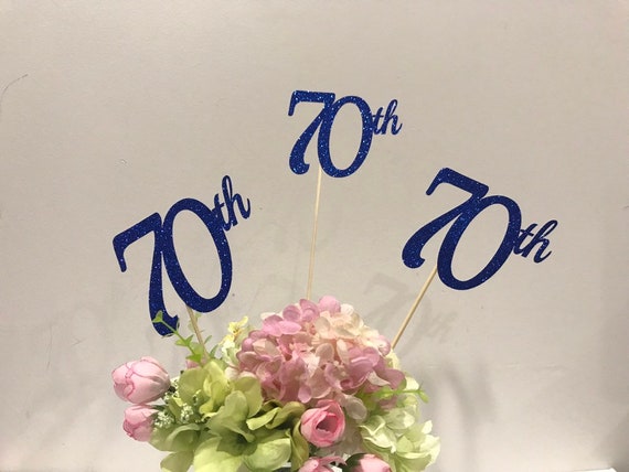 70th Birthday Decorations 70th Centerpiece Sticks Glitter Etsy