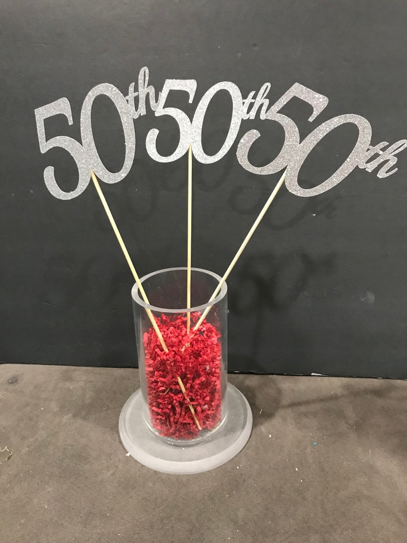 50th Birthday Centerpiece Sticks Glitter 50th Birthday Etsy