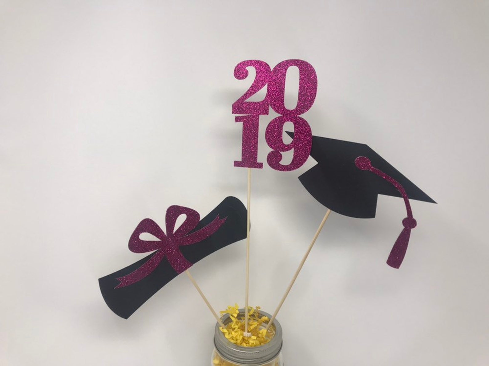 Graduation party decorations 2019 Hot pink Centerpiece Etsy