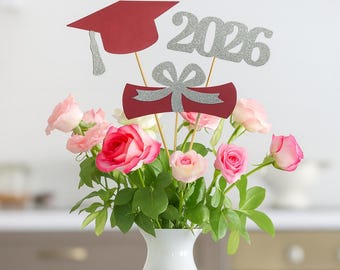 Graduation party decorations 2026, Orange Graduation Centerpiece Sticks, Grad, Cap, Diploma, class of 2026, Graduation Decoration 2026, 2026