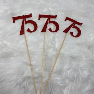 75th Birthday party decorations, 75th Birthday Centerpiece Sticks, Glitter 75th, 75th Birthday Table decorations , Age sticks,75th Birthday