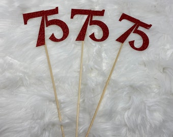 75th Birthday party decorations, 75th Birthday Centerpiece Sticks, Glitter 75th, 75th Birthday Table decorations , Age sticks,75th Birthday