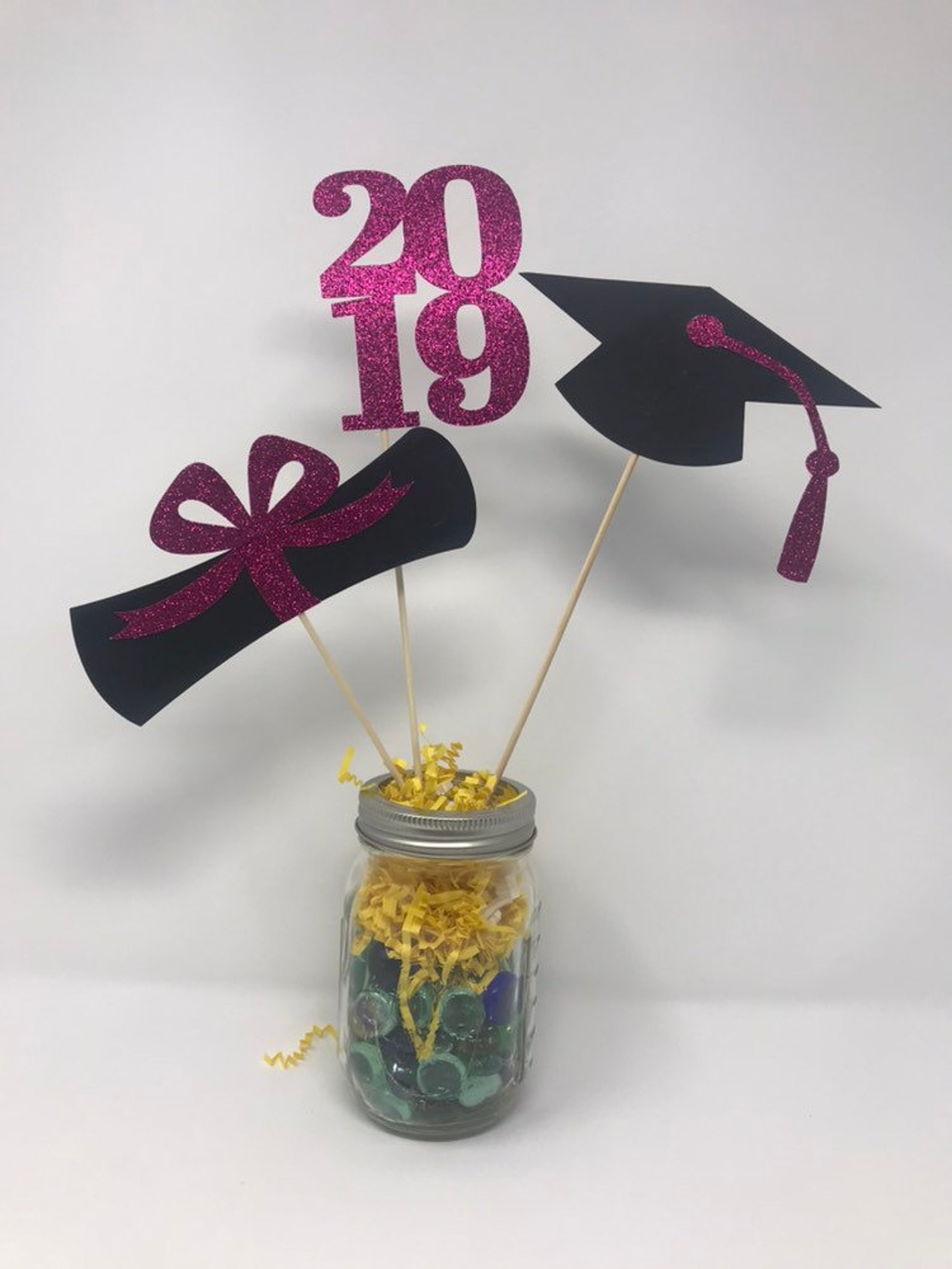 Graduation party decorations 2019 Hot pink Centerpiece Etsy
