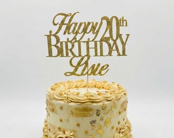 Any Number!, Custom Birthday Cake Topper, 20th Cake Topper, Happy 20th Birthday Topper,  Any number, personalized 20th birthday decorations