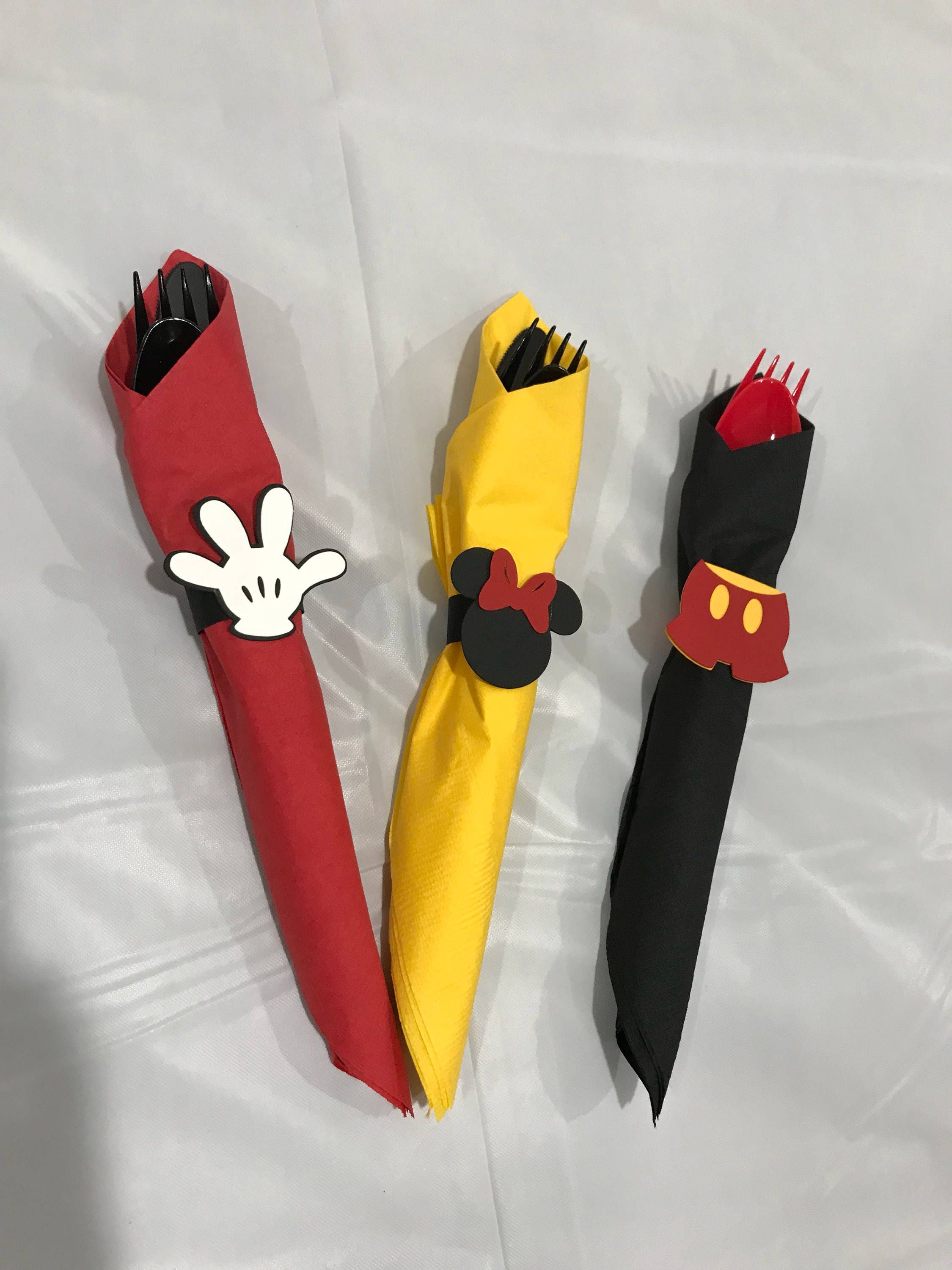 Mickey And Minnie Mouse Birthday Party Cutlery Wrapped Utensils