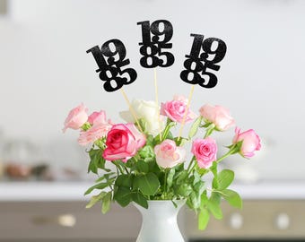 Set of 3 sticks 1985, Class of 1985 Decoration, Class Reunion, Reunion Centerpieces Decoration, 40th Reunion, Class reunion decoration, 1985