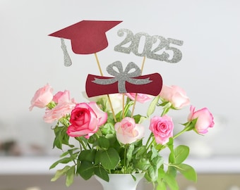 Graduation party decorations 2025, Orange Graduation Centerpiece Sticks, Grad, Cap, Diploma, class of 2025, Graduation Decoration 2025, 2025