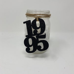 1995 Mason Jar Tags, Class Reunion 1995, Class Reunion Centerpiece, Class of 1995 Decoration, Class Anniversary, Prom, School, University