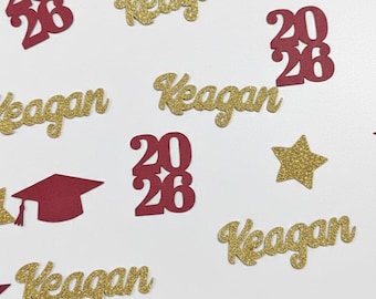2026 Graduation Party Confetti, Glitter Name, Class of 2026, Personalized