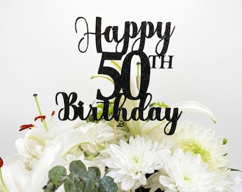 Any Number!, Custom Birthday Cake Topper, 50th Cake Topper, Happy 50th Birthday Topper,  Any number, personalized 50th birthday decorations