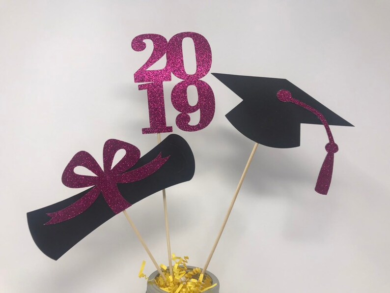 Graduation party decorations 2019 Hot pink Centerpiece Etsy