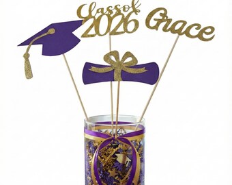 Graduation party decorations 2026, Graduation Centerpiece Sticks, Grad, Cap, Diploma, 2026, custom name centerpiece, Graduation table decor