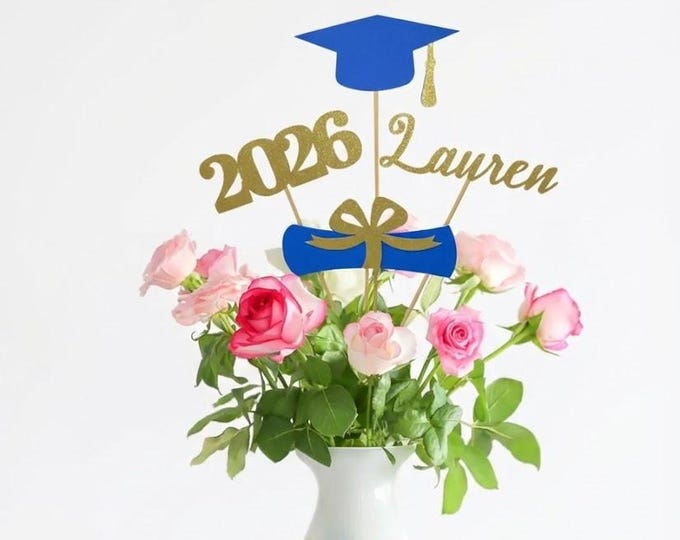 Featured listing image: Graduation party decorations 2026, Graduation Centerpiece Sticks, PERSONALIZED, class of 2026, Graduation Decoration, prom 2026, topper