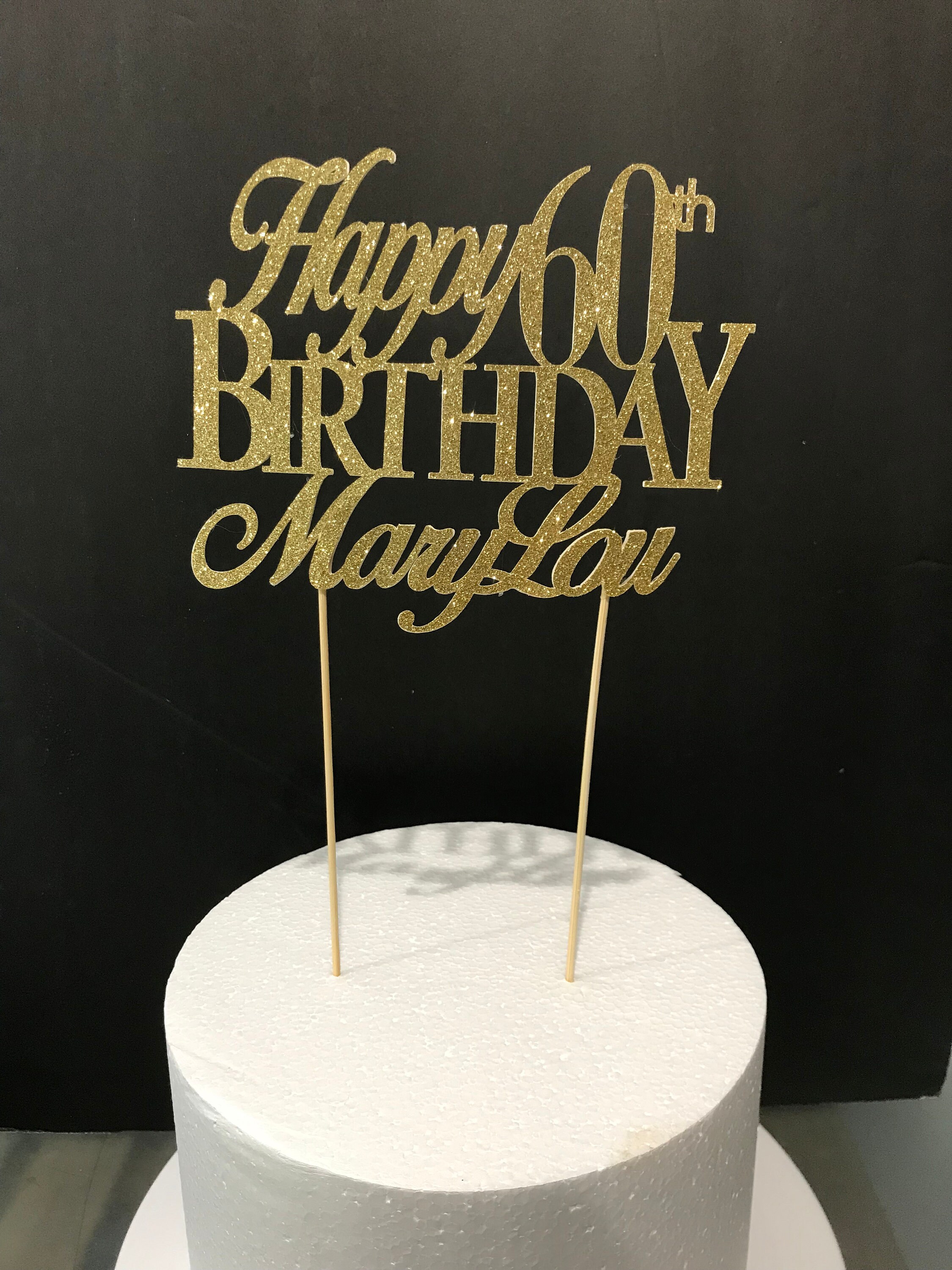 60th Birthday Cake Topper Custom Birthday Decorations Name Birthday 
