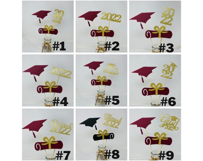 2024 Graduation decorations, Graduation Centerpiece Sticks, class of 2024, Graduation party Decoration, prom 2024 picks, Red Graduation 2024