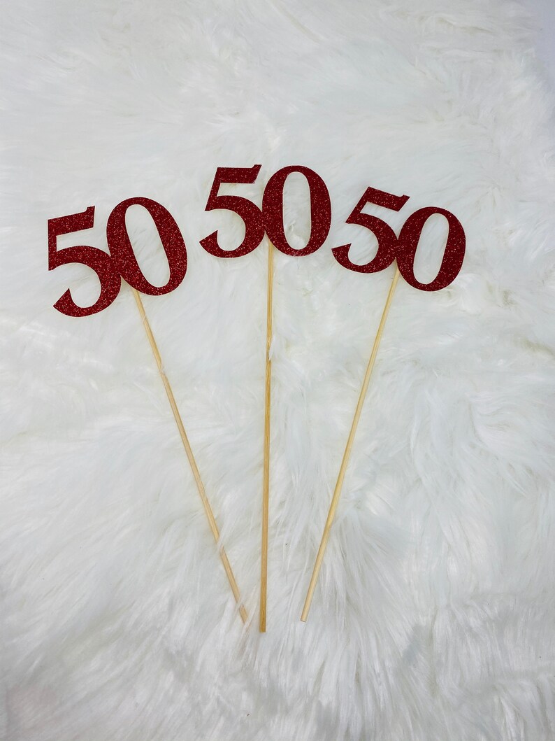 50th Birthday Centerpiece Sticks Glitter 50th Birthday Decoration 50th Birthday Table Decorations Age Cutouts