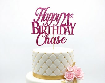 Any Number,Custom Birthday Cake Topper, 21 Cake Topper, Happy 21st Birthday Topper, Any number, personalized twenty one birthday decorations