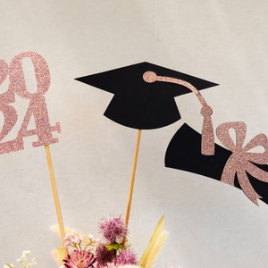 Graduation party decorations 2024, Graduation Centerpiece Sticks, Cap,Diploma, class of 2024, Graduation Decoration, prom 2024