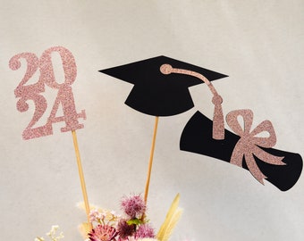 Graduation party decorations 2024, Graduation Centerpiece Sticks, Cap,Diploma, class of 2024, Graduation Decoration, prom 2024