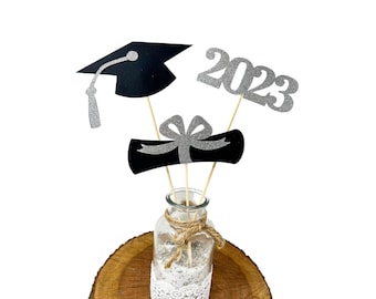 Graduation party decorations 2024, Graduation Centerpiece Sticks, Grad ,Cap ,Diploma , class of 2024, Graduation Decoration, prom 2024