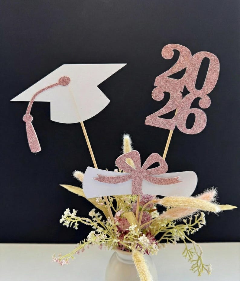 Graduation party decorations 2026, Graduation Centerpiece Sticks, Grad, Cap, Diploma, class of 2026, Graduation Decoration, prom 2026 image 2
