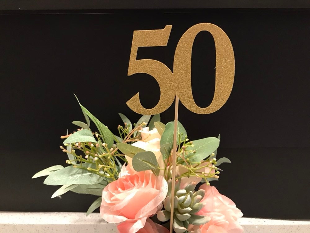 Palos de centro de mesa de 50 cumpleaños, decoración de 50 cumpleaños con  purpurina, decoraciones de mesa de 50 cumpleaños, recortes de edad -   México