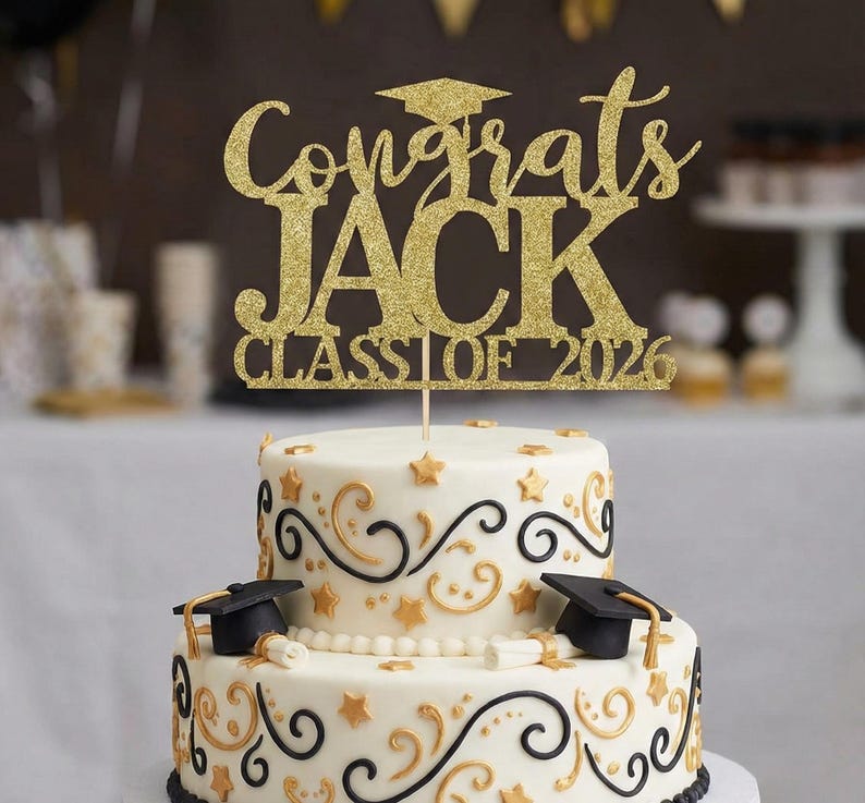 Graduation topper, Graduation party decorations 2026, Personalized Graduation cake topper, Graduation Party decor 2026, Congrats Grad image 1