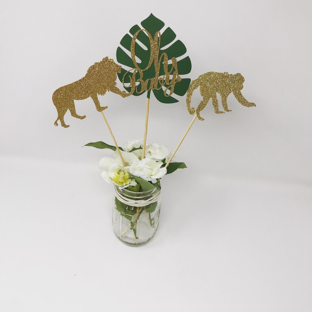 Oh Baby Jungle Party Safari Centerpiece. 1 Set of 6 Centerpiece Sticks